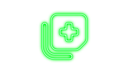 Obraz premium Neon notes medical icon green color glow with transparent background