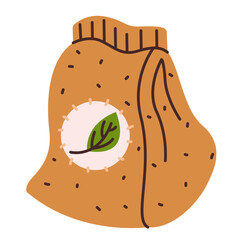 Vector illustration of fertilizer packaging, isolated on a white background. A pack with compost, soil, and top dressing for plants. Illustration of bio-organic fertilizers in a flat style