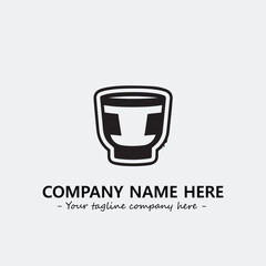 Cup illustration black and white for logo company vector image
