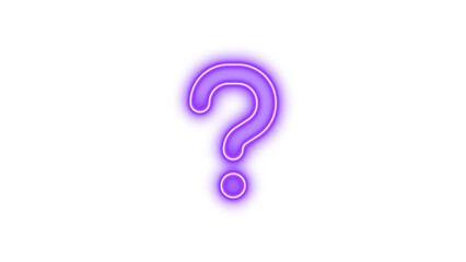 Neon question icon purple color glow with transparent background