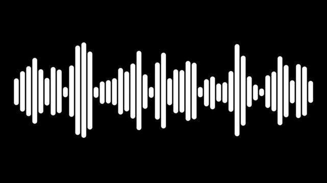 A close-up of a microphone with sound wave visualization on an white background. This video is ideal for themes related to audio recording, pod casting, broadcasting, and music production.