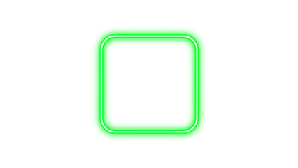 Neon square icon green color glow with transparent background