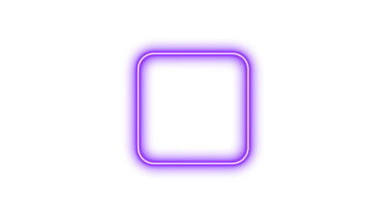 Neon square icon purple color glow with transparent background