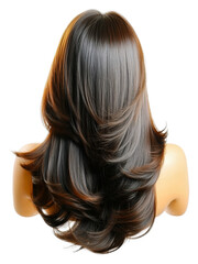 Naklejka premium Long shiny hair styling techniques tutorial indoor cut out