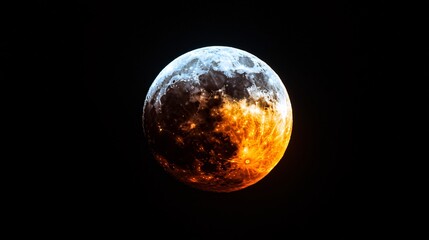 Mystical Moon with Unique Colors and Textures on Dark Background