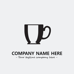 Cup illustration black and white for logo company vector image
