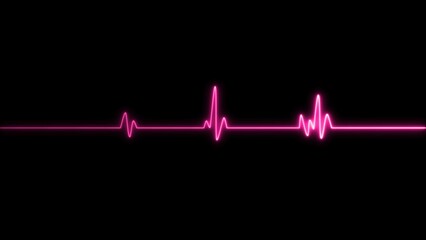 Heartbeat test icon. neon heartbeat signal icon image on black background.