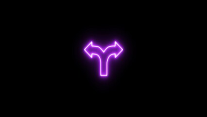 Glowing neon crossed arrow icon on black background. Traffic way icon isolated Road arrow icon illustration.
