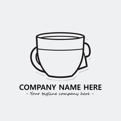 Cup illustration black and white for logo company vector image
