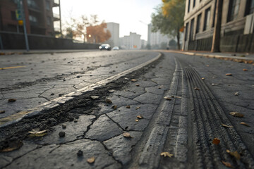 Urban Asphalt Grunge Surface with Rough and Weathered Texture