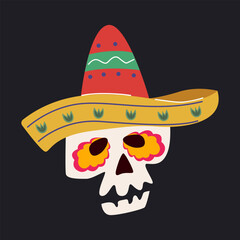 Cinco de Mayo cartoon vector stickers. Cacti, tacos, skull, chili peppers, lime and traditional sombrero. Mexico, latino, spanish holiday. National mexican symbols. Colorful vector collection 