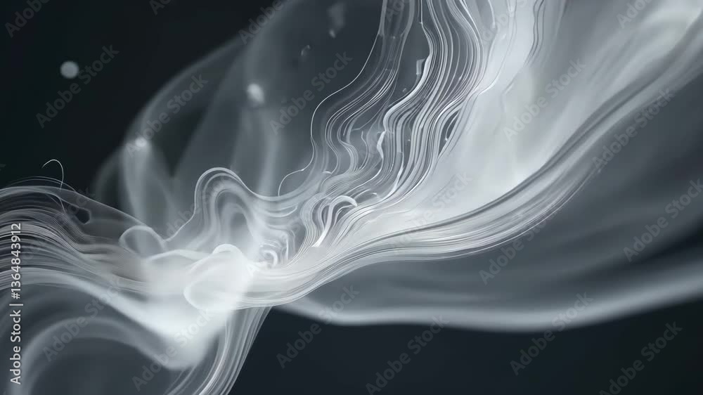 Wall mural ethereal white smoke trails flowing dynamically on dark background with bokeh effects and subtle lig