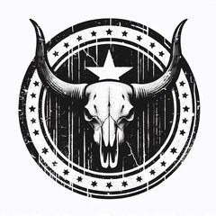 Texas Longhorn Skull Vintage Badge