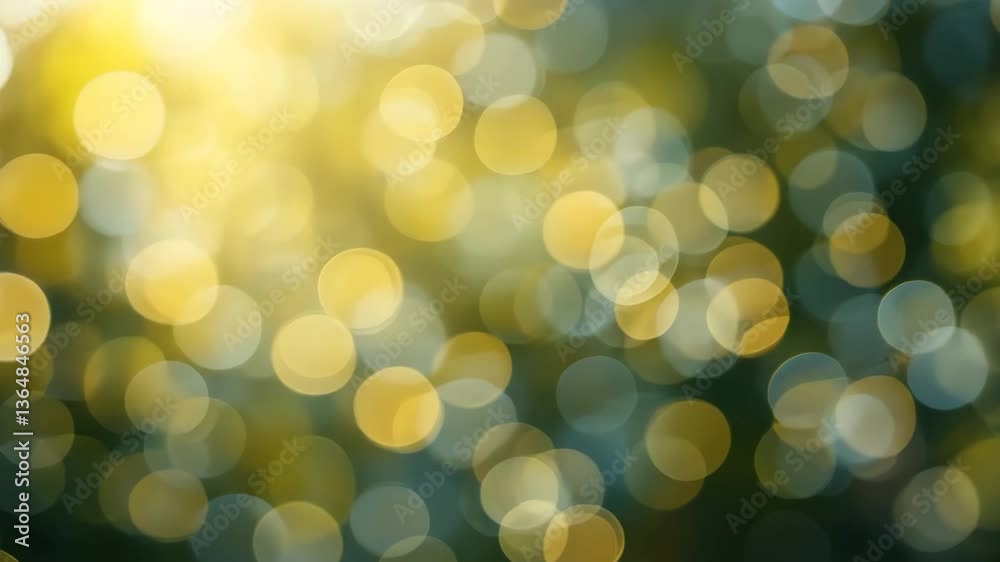 Wall mural golden and blue bokeh lights abstract background design with soft blurred circles of light