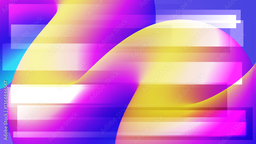 Fototapete Dynamic curved shape. Horizontal lines. Bright color gradients. Futuristic abstract background for creative graphic design. Vector illustration.