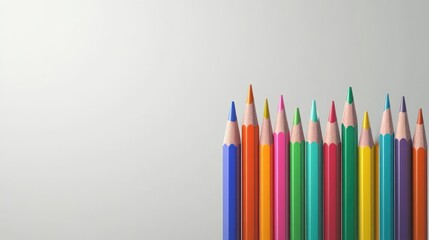 Fototapeta premium Colorful Pencils Arranged on a White Background