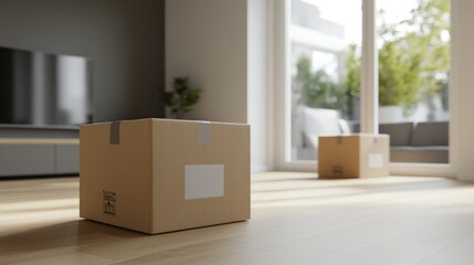 Moving Day: Cardboard Boxes in a New Home
