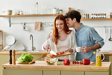 Cherishing moments together while cooking in a cozy kitchen filled with warmth and laughter
