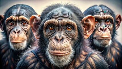 Adorable Chimpanzee Portraits: Cute Wildlife Generative AI Photography