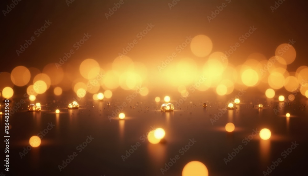 Poster Glowing lights creating a warm atmosphere in a dark background  