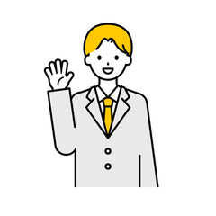 上半身のポーズ_シンプルな学生の男子学生02