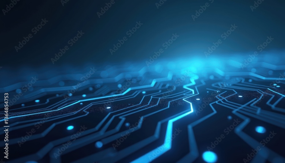 Poster abstract blue circuit board background with glowing lines