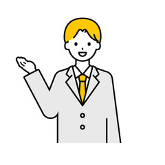 上半身のポーズ_シンプルな学生の男子学生17