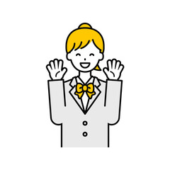 上半身のポーズ_シンプルな学生の女子学生09