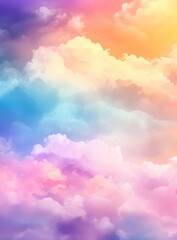 Colorful Cloudscape Background with Pastel Sky and Fluffy Clouds Texture