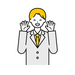 上半身のポーズ_シンプルな学生の男子学生09