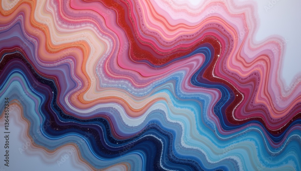 Poster Abstract colorful wave patterns in vibrant hues  