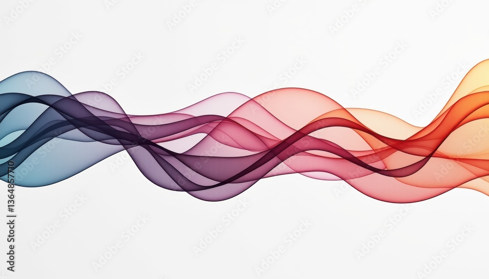 Poster Abstract colorful waves on a white background representing fluidity  