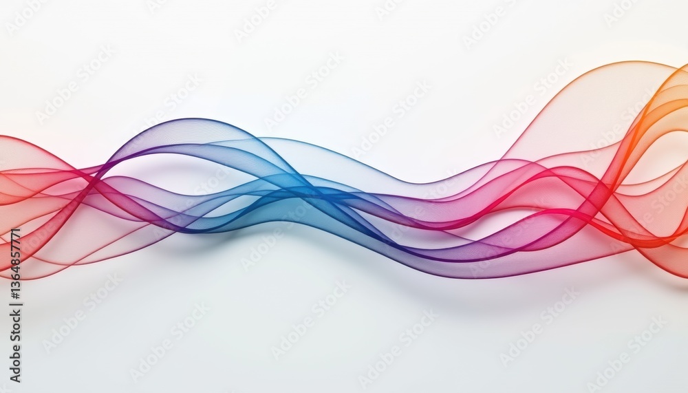 Poster Colorful abstract wave patterns on a light background  