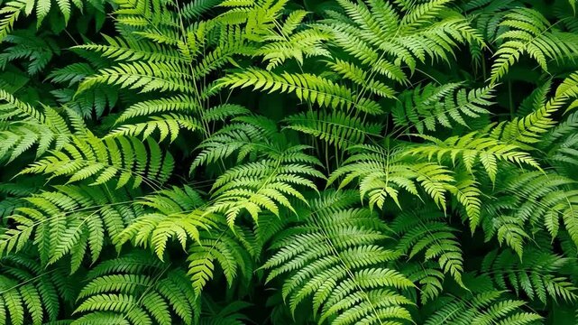 Lush Green Fern Fronds Displaying Intricate Patterns and Vibrant Hues Creating a Natural Textured Background