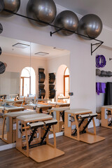 pilates studio with exercise equipment