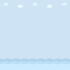 もくもく雲と水面のシンプルスクエア壁紙⭐︎