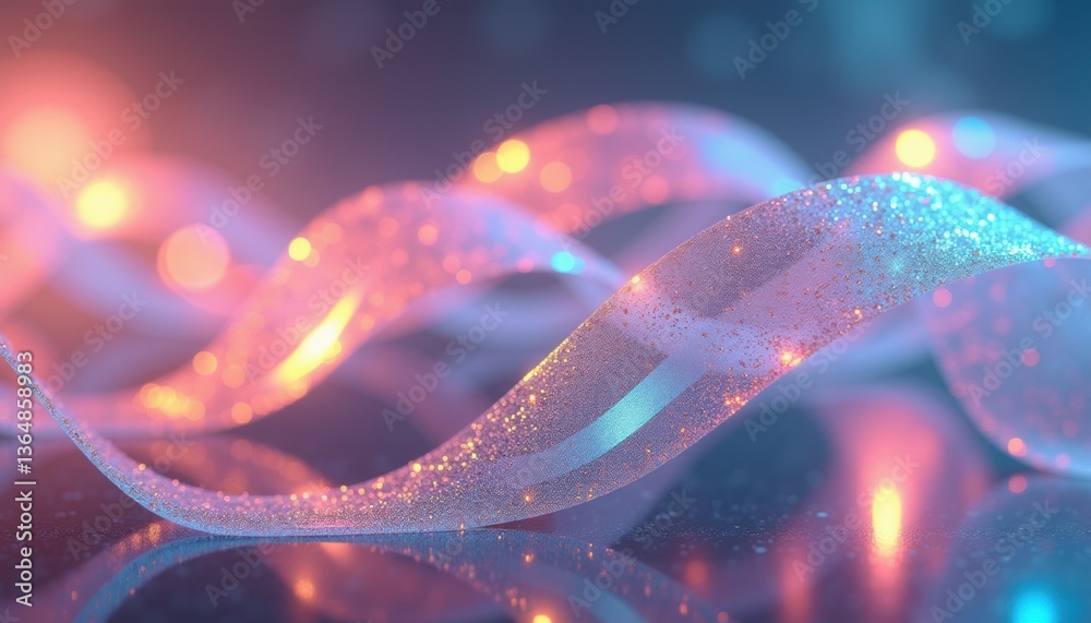 Poster abstract glowing waves in vibrant colors with sparkling details