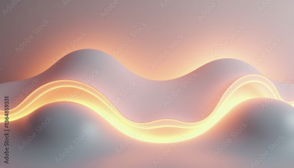 Poster abstract illuminated waves on a soft gradient background