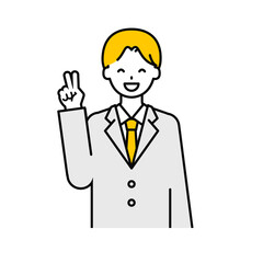 上半身のポーズ_シンプルな学生の男子学生04