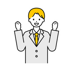 上半身のポーズ_シンプルな学生の男子学生06