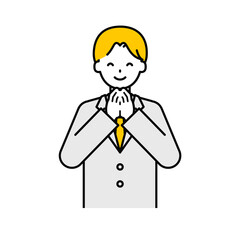 上半身のポーズ_シンプルな学生の男子学生07