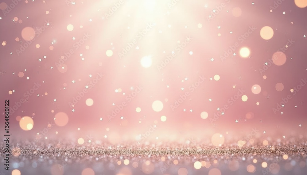 Poster sparkling bokeh lights shining against a soft pink background