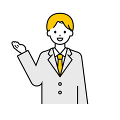 上半身のポーズ_シンプルな学生の男子学生17