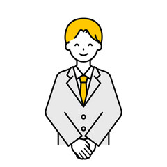 上半身のポーズ_シンプルな学生の男子学生19