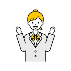 上半身のポーズ_シンプルな学生の女子学生06