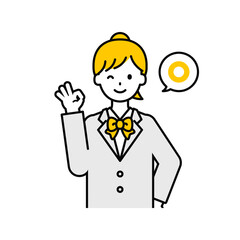 上半身のポーズ_シンプルな学生の女子学生08