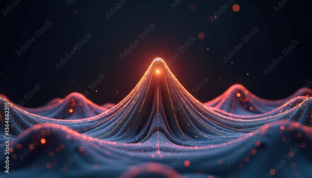 Poster abstract light waves flowing in a dark space
