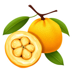 ripe apricots with leaves PNG &ndash; High-Quality Transparent Image for Beverage and Dessert Design