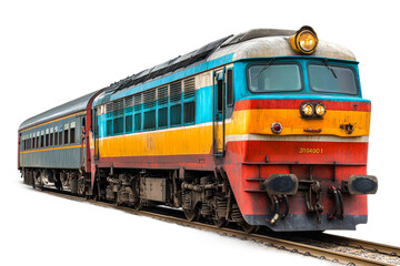 Obraz premium Vintage train journey urban station transport bright setting cut out