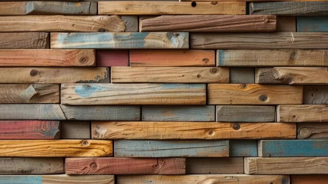 Reclaimed Wood Wall With Varied Planks and Rich Texture Background